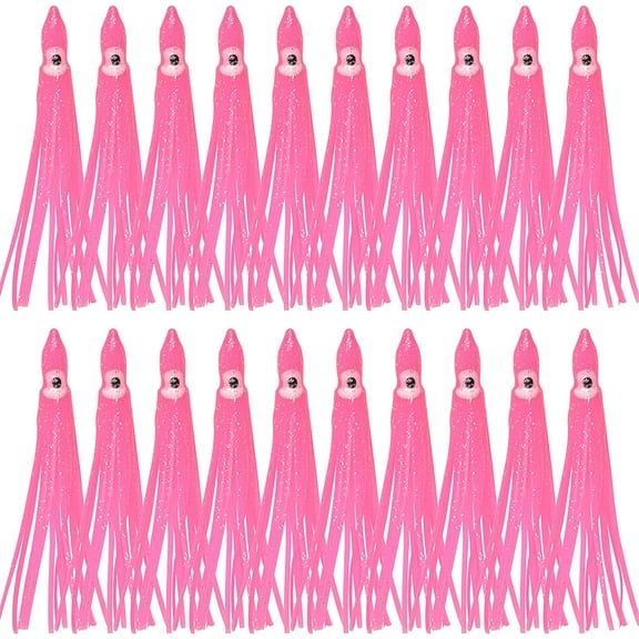 20pcs Octopus Soft Lures Squid Skirts Saltwater Glow Squid Lures Trolling Lures, 7cm 9cm 11cm