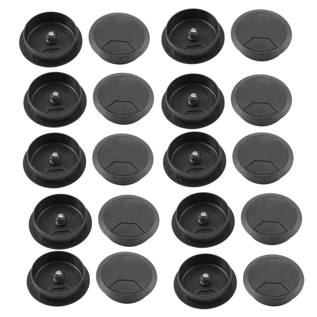 M METERXITY 4-Pack Desk Grommet, 1.7 Inch Plastic Cable Hole Cover – Neatly Hide Wires On Your Desk, Home Or Office [Black]