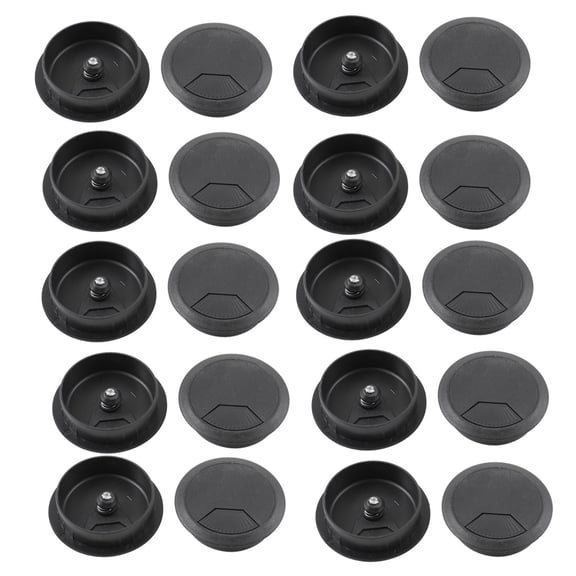 20pcs Office PC Computer Desk 50mm Diameter Grommet Cable Hole Cover Black