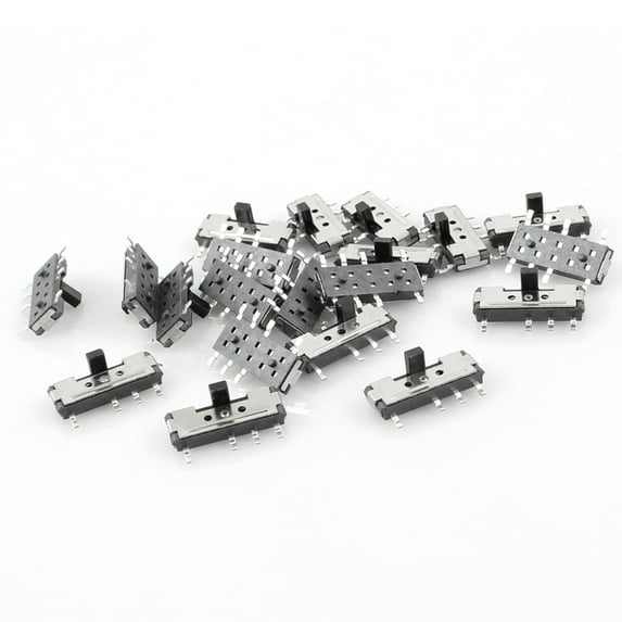 20pcs On/Off/On 3-Position 8 Pin DPDT 2P2T Vertical Surface Mount Device SMT Slide Switch
