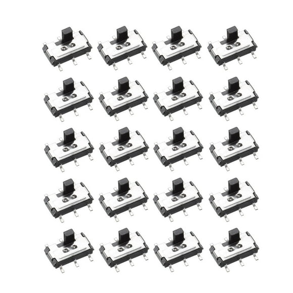 20pcs On/On 2-Position DPDT 2P2T 6 Pin Vertical SMT Slide Switch