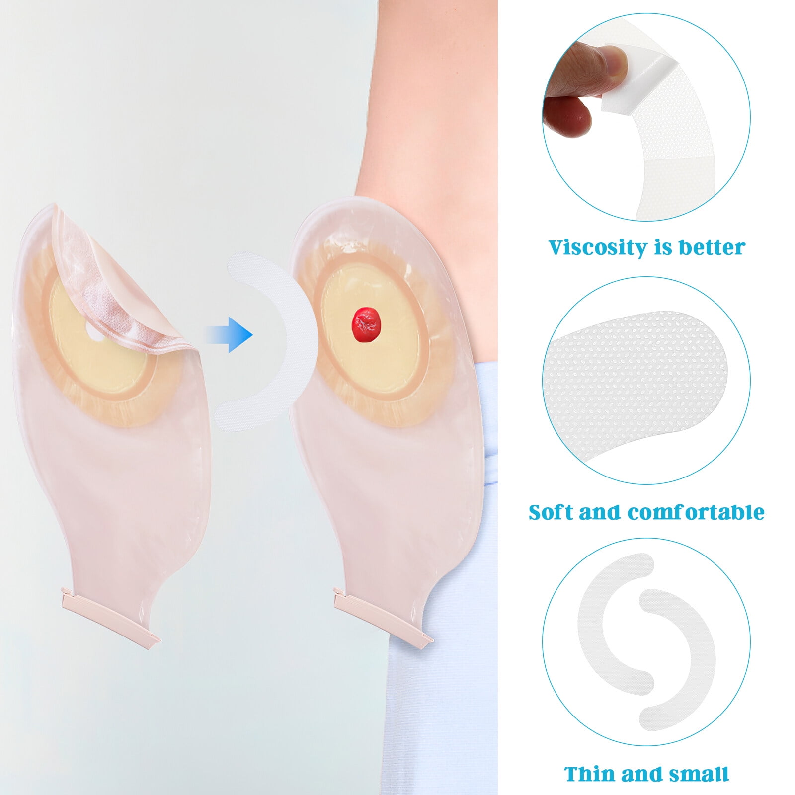 20pcs Ostomy Barrier Tapes Stoma Sensitive Barrier Strips Adhesive Colostomy Bag Tapes Nursing