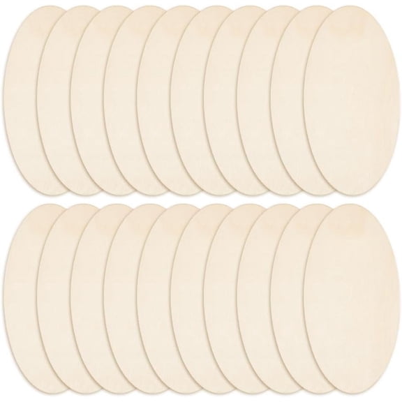 20pcs Oval Wooden Cutout Wooden Discs 2.8x5.5inch Unfinished Beech Wooden Boards for Crafts Blank Wooden Signs for Artist Painting Door Hanger Sign Wedding Christmas Decor White