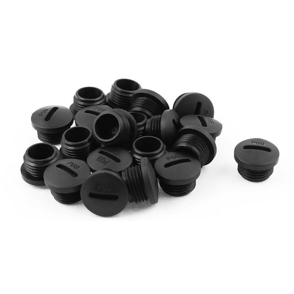 20pcs PG9 Black Nylon Insert Blanking Plug Cap End Threaded M15 x 8mm
