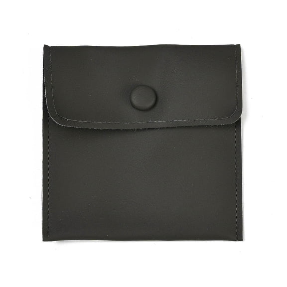20pcs PU Imitation Leather Jewelry Storage Bags with Iron Snap Buttons Square Dark Olive Green 9.7x9.9x1cm
