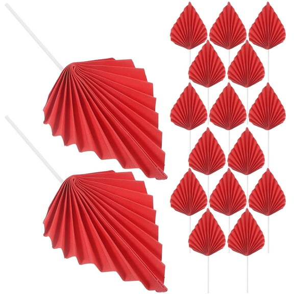 20pcs Palm Leaves Paper Fan Cakes Topper Birthday Cake Picks Cake Inserts Decorations Cupcake Topper