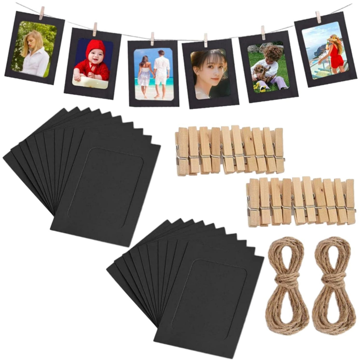 20pcs Paper Photo Frames, 4x6 Inch Black Paper Picture Frames, Hanging ...