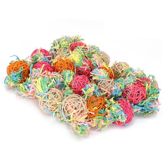 20pcs Parrot Bird Toy Set, Colorful Rattan Balls for Chewing and Biting, Birdcage Hanging Accessories for Small to Medium Birds