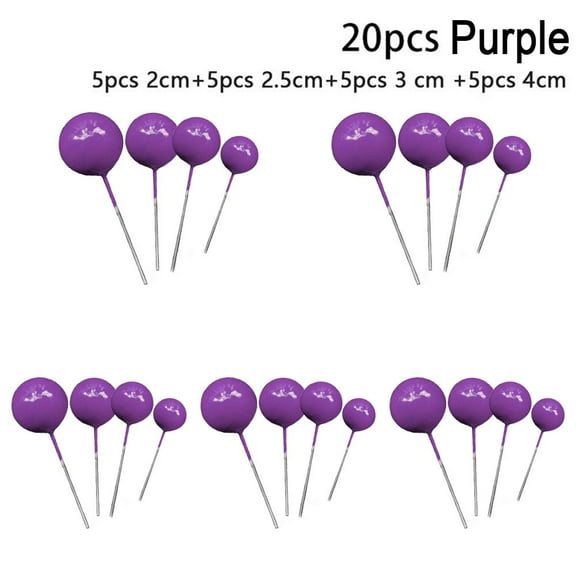 20pcs Pcs Balls Cake Topper Mini Balloons Cupcake DIY Cake Insert Topper Foam Cake Balls Baking Decoration for Wedding Anniversary Birthday (Purple)