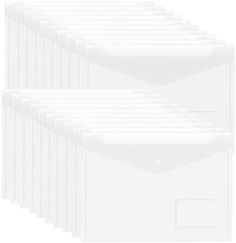 20pcs Plastic Envelopes, Clear Envelopes with Snap Button Closure ...