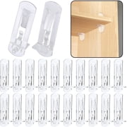 20pcs Plastic Locking Shelf Support Pegs,6.9mm Shelf Pins,Self-Locking Bracket Clips,Clear Shelf Pegs for for Kitchen Cabinet Furniture Book Shelves,6.9mm Peg x