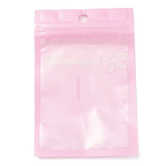 20pcs Plastic Packaging Yin-yang Zip Lock Bags Bowknot Print Top Self Seal Pouches Rectangle Pink 12x8x0.15cm Unilateral Thickness: 2.5 Mil(0.065mm)