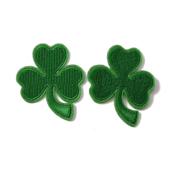 20pcs Polyester Fabrics Computerized Embroidery Cloth Sew on Patches with Backing Adhesive Shamrock for Saint Patrick's Day Green 61x51x1.5mm