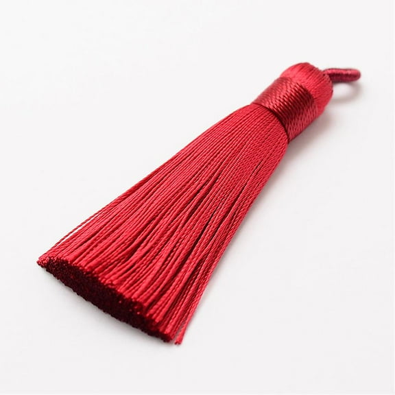 20pcs Polyester Tassel Big Decorations Ice Silk Tassel Red 60~67x8mm Hole: 5x7mm