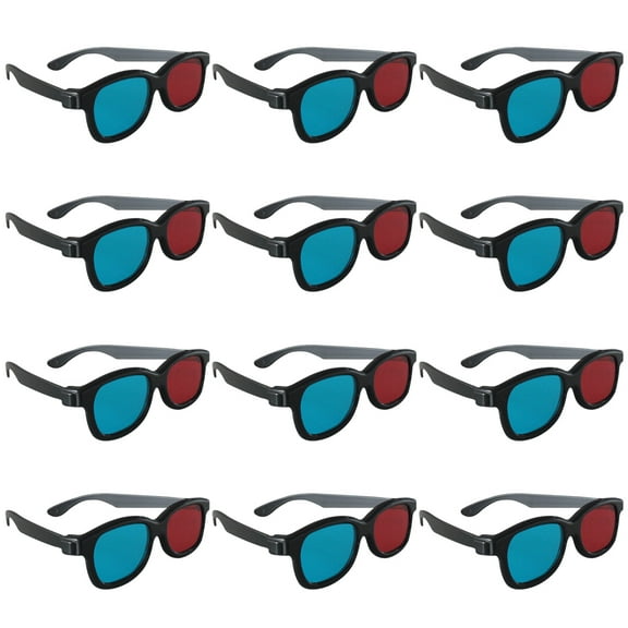 OUNONA Set of 20 Portable 3D Glasses with Black Plastic Frames for Enhanced 3D Movie and Video Viewing