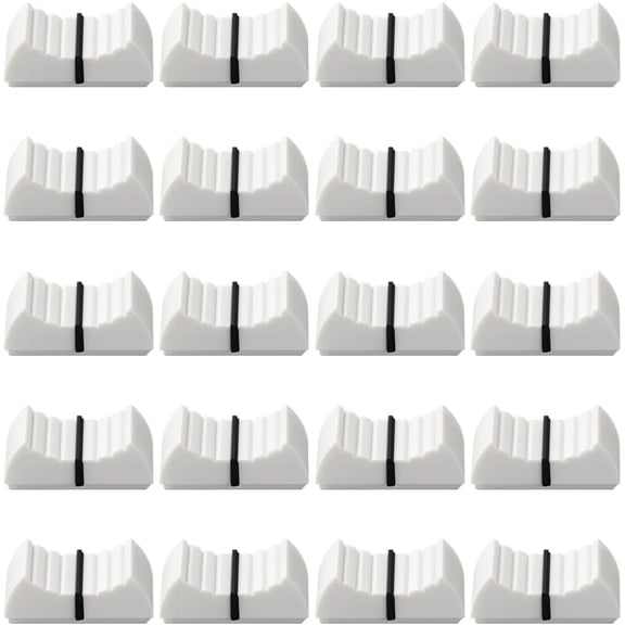 20pcs Potentiometer Mixer Fader Cap Flat Button Plastic Audio Console Slider Caps Console Mixer Slider Fader Knobs Flat Replacement Shaft Knobs for DIY Audio (White) 0.940.47In