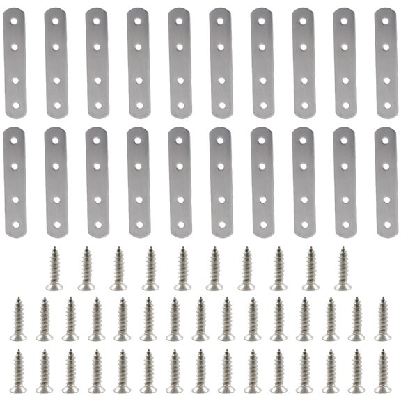 20pcs Practical Flat Brace Brackets Stainless Steel Plates Sturdy Connectors for Craft Furniture Projects Supplies