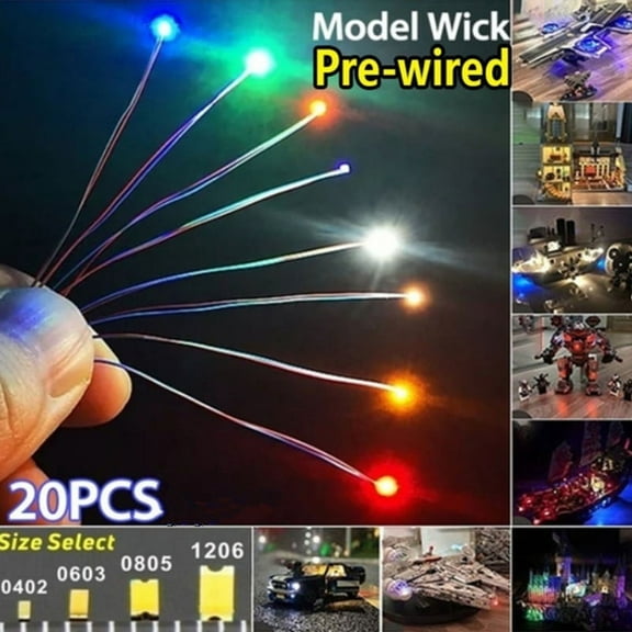 20pcs Pre-soldered Micro SMD LED Pre-wired Light Diode 0402# 0603# 0805# 1206#