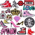 thumbnail image 1 of 20pcs Pretty Embroidered Iron on Patches Lipstick Sexy Mouth High Heel Shoes Cosmetics Sew on Appliques Decorative Repair Patch for Women DIY Clothing Dress Bag Hat Craft, 1 of 8
