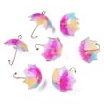 thumbnail image 1 of 20pcs Printed Acrylic Pendants with Golden Plated Brass Findings 3D Umbrella with Flower Pattern Colorful 22~24x18x18mm Hole: 1.2~1.8mm, 1 of 4