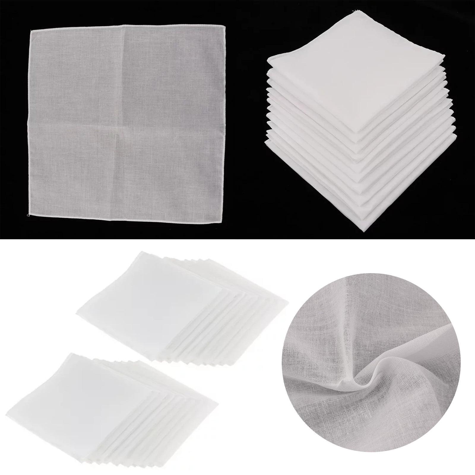 20pcs Pure White Women Men Hankies Diy Hand Painted Square Organic Hand