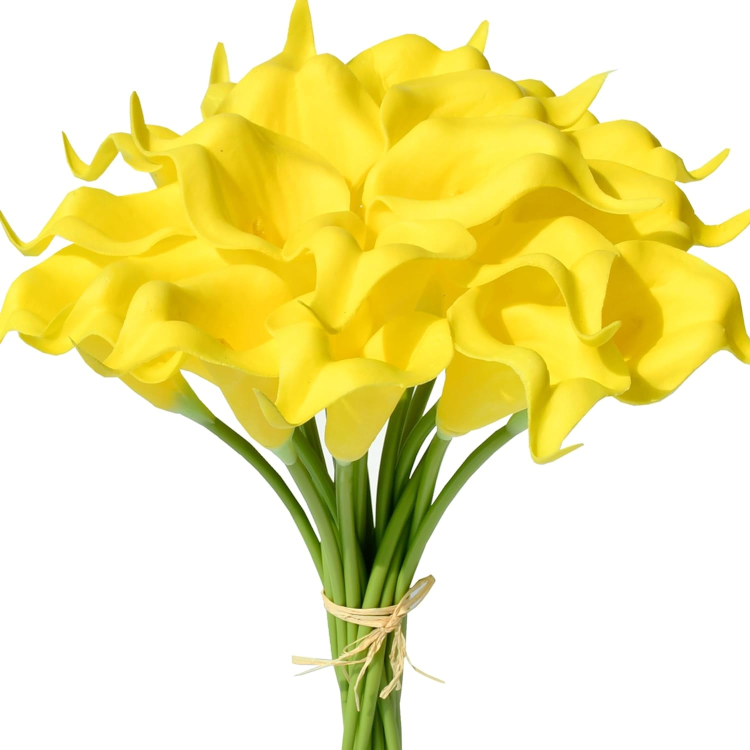 20pcs Pure Yellow Flowers Artificial Calla Lily Silk Fake Flowers 13.5