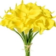 20pcs Pure Yellow Flowers Artificial Calla Lily Silk Fake Flowers 13.5