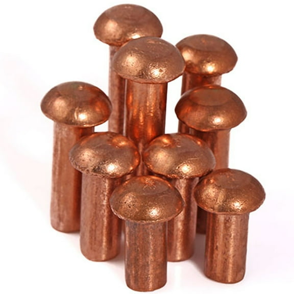 (20pcs) Purple Copper Aound Head Solid Rivets Fasteners, M4x12mm