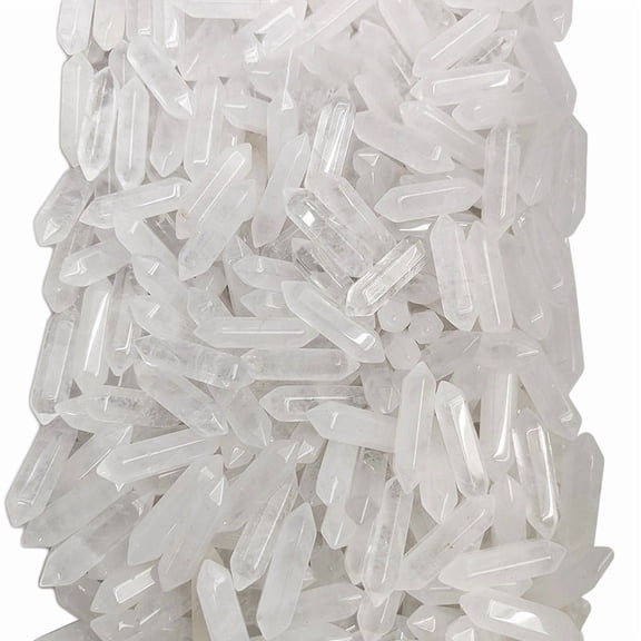 20pcs Quartz Stones Double Terminated Points Bullet Shaped Stone for Reiki Balancing 32x8mm