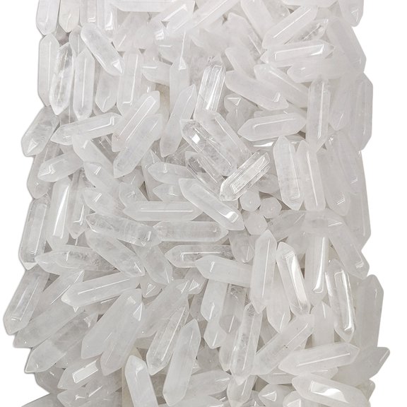 20pcs Quartz Stones Double Terminated Points Bullet Shaped Stone for Reiki Balancing 32x8mm