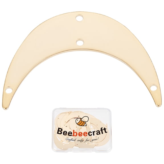 20pcs Rack Plating Brass Chandelier Components Links Long-Lasting Plated Cadmium Free & Lead Free Crescent Moon/Double Horn Real 24K golden Plated 30x21x0.7mm Hole: 1.2mm