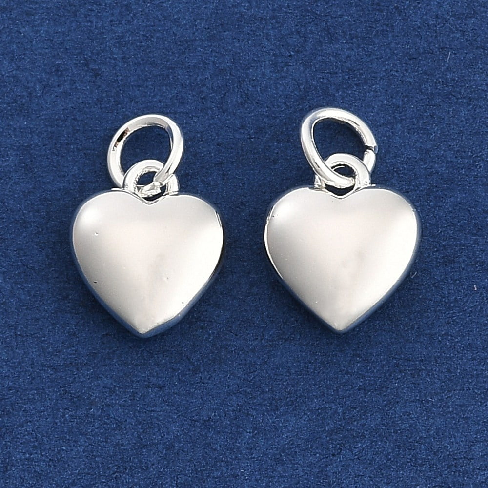 20pcs Rack Plating Brass Pendants with Jump Ring Heart Charms 925 ...