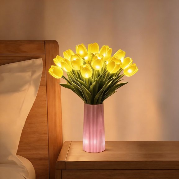 20pcs Radiant Romantic Tulip LED Lights, Twinkling Tulip Tree Ambient Night Lamp, Fade-Resistant Artificial Flower Lights for Home & Wedding Decor
