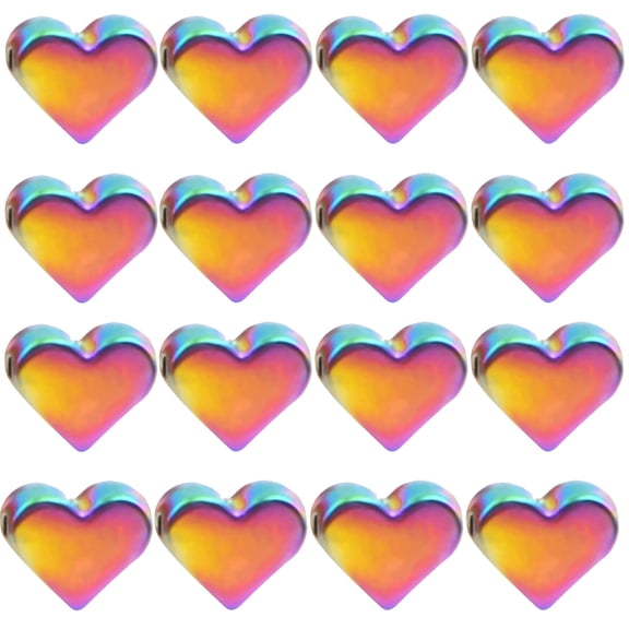 20pcs Rainbow Color Cute Heart Shape Spacer Beads Alloy Heart Loose Charm Beads Handmade Accessories for DIY Necklace Earrings Jewelry Making Valentine's Day