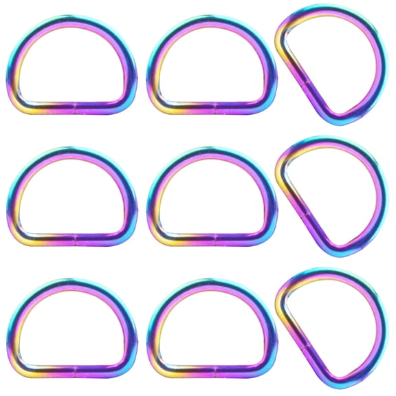 20pcs Rainbow Color, Metal Semi-Circular D Rings Multipurpose Half Round D-shaped Rings Buckle Clips DIY Accessories for Bags Purse Backpack Belt Clothing Sewing,  1/2inch