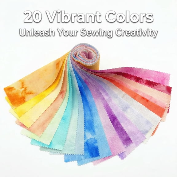 20pcs Rainbow Tie-Dye Jelly Roll Cotton Fabric Strips, Precut Solid Gradient Fabric Roll for Quilting & DIY Sewing Crafts
