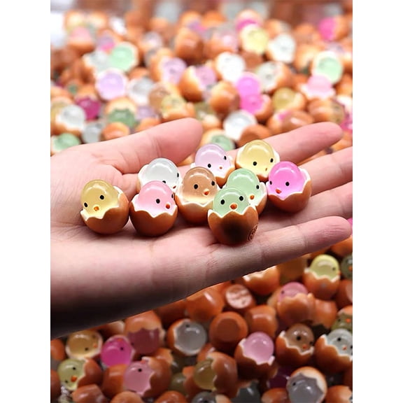 20pcs Random Color Glow In The Dark Mini Chick Luminous Resin Chick Figurine Suitable For Handmade Crafts Car DIY Decoration Cute Creative Handmade Chick Colorful Gl