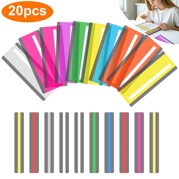 20pcs Reading Strips, 2 Styles Highlight Colored Overlay Reading Line Trackers, Bookmark Reading Strips for Classroom and Educational Use, Dyslexia Reading Tool