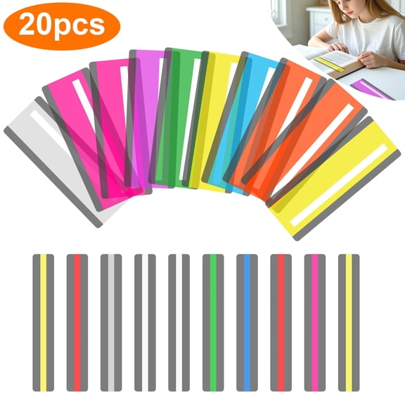 20pcs Reading Strips, 2 Styles Highlight Colored Overlay Reading Line Trackers, Bookmark Reading Strips for Classroom and Educational Use, Dyslexia Reading Tool