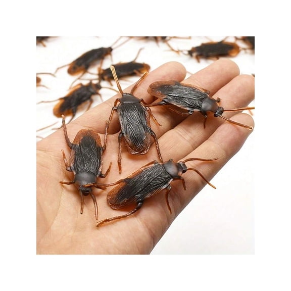 20pcs Realistic Fake Cockroach Toys Pranks And Party Supplies Funny Gag Fake Cockroach Toys Novel Lifelike Cockroach Insect Toys Jokes Cunning Horror Prank