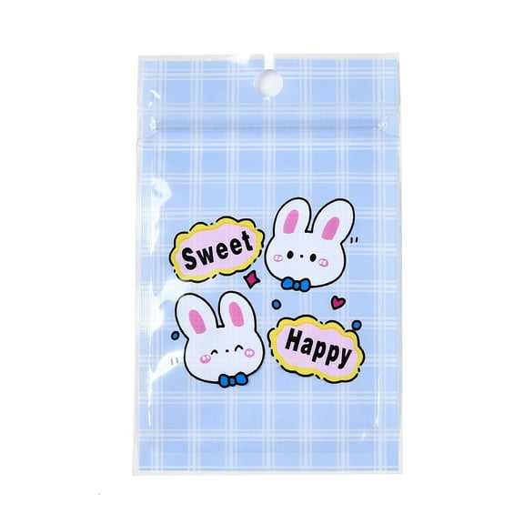 20pcs Rectangle Plastic Packaging Zip Lock Bags with Cartoon Animal Pattern Top Self Seal Pouches Cornflower Blue 11x7.5x0.15cm Unilateral Thickness: 2.5 Mil(0.065mm)