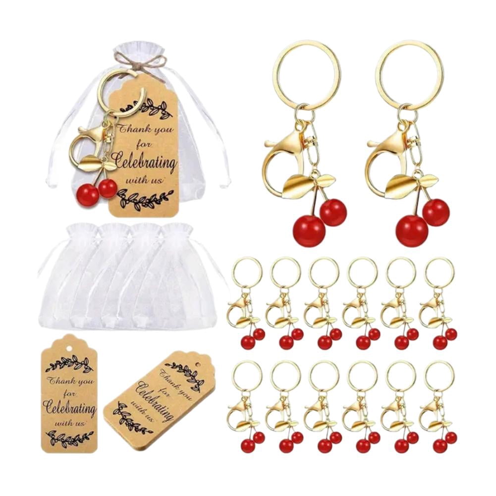 20pcs Red Rose Keychain Party Favors Set, Rose Keyring Gifts Flower Key Ring with Kraft Tags Organza Bag for Valentine's Day Wedding Bridal Guests Souvenir Birthday Baby Shower
