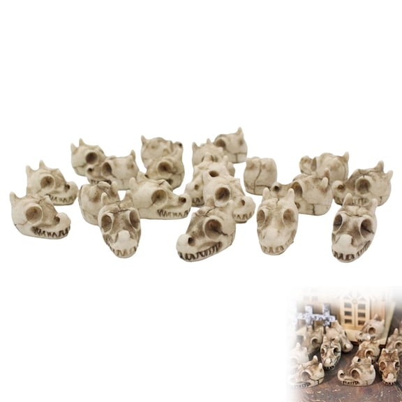 20pcs Resin Dragon Skull Ornaments, Mini Skeleton Head Decorations, Spooky Tabletop Accents for Outdoor Patio, Planter Paving, Garden and Halloween Party Decor, Multicolor