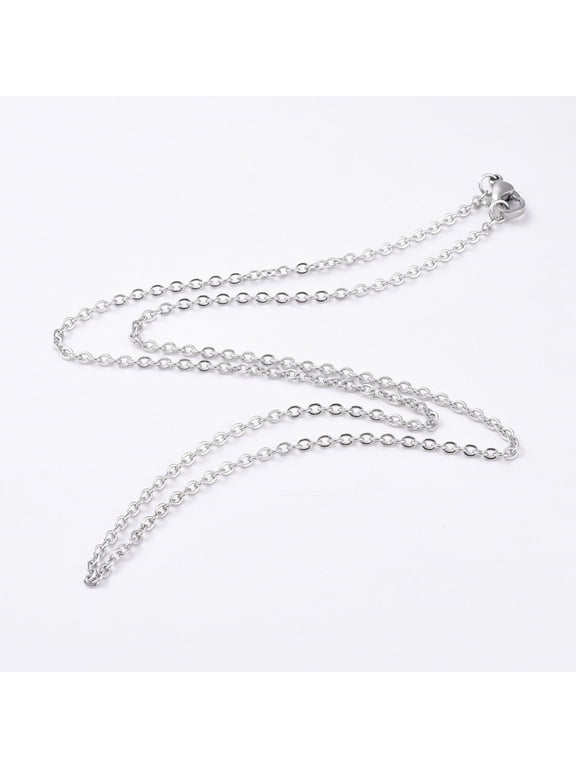 20pcs Resistant 304 Stainless Steel Women Chain Necklaces Stainless Steel Color 17.7 inch(45cm)