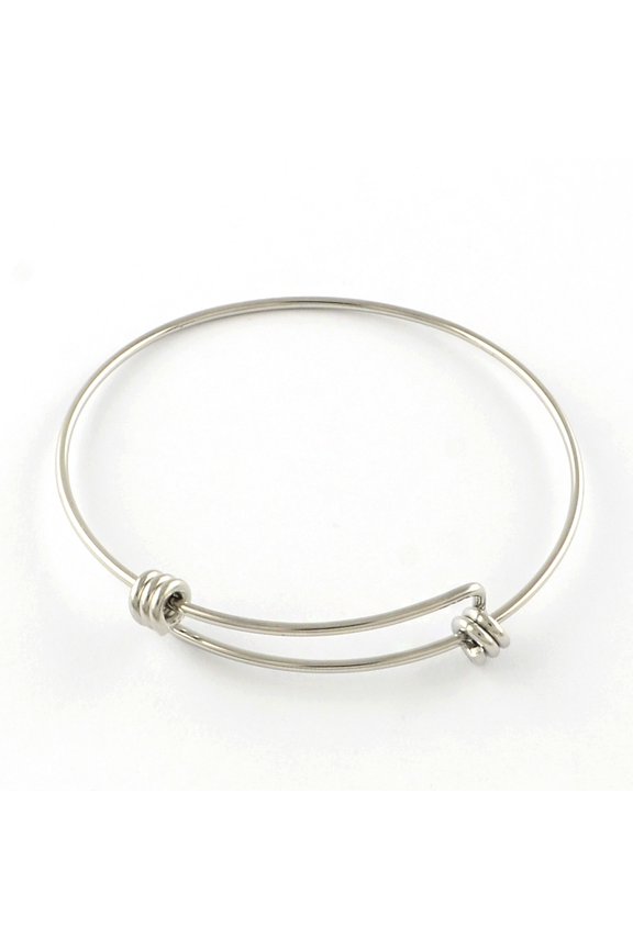 20pcs Resistant Adjustable 201 Stainless Steel Expandable Bangle Making Stainless Steel Color 65mm DIY