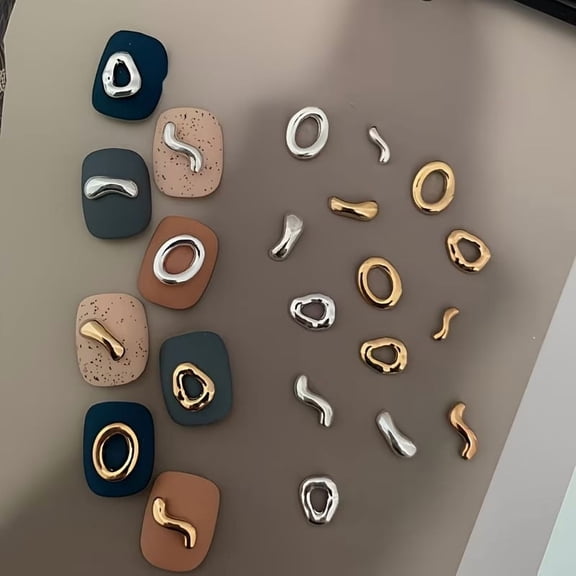 20pcs Retro Metallic Silver Circle Nail Charms - Unique Irregular Shape Nail Art Accessories for Creative DIY Designs