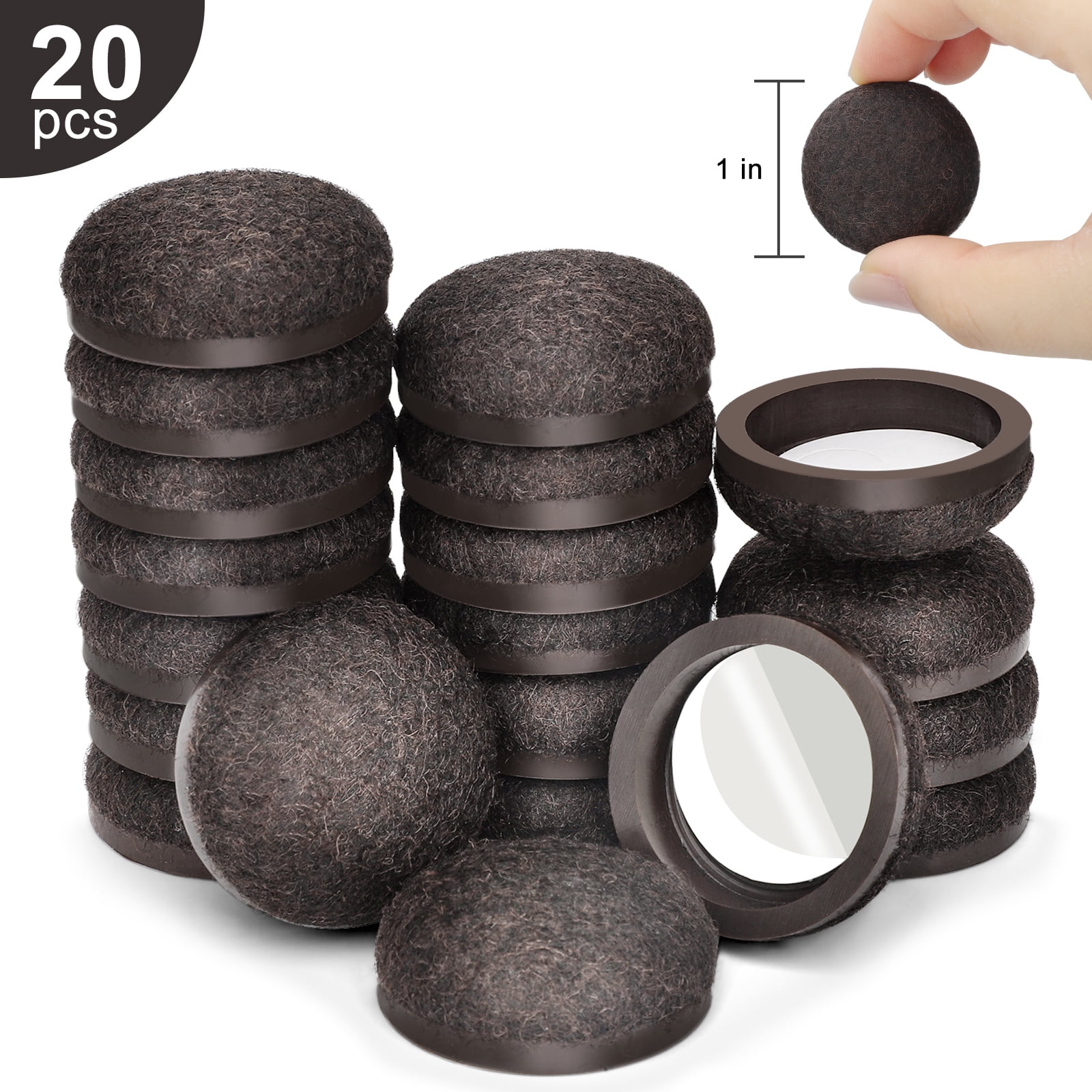20pcs Reusable Furniture Sliders, TSV 1'' SelfStick Felt Furniture