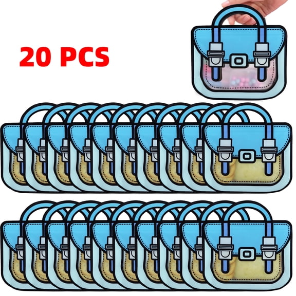 20pcs Reusable Snacks Gift Packs, Goodie Bags With Top Handle, Lightweight Tear-Resistant Packs With Zip Lock Seal For Candy Snack Birthday Decorations & Supplies, Party Baptism Gift Bags