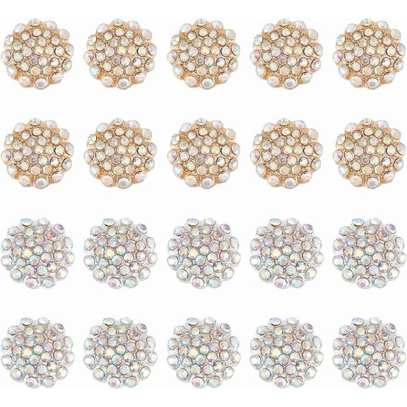 20pcs Rhinestone Buttons 14mm Colorful Glass Diamond Button Flatback Flower Button Embellishments Coat Decorative Sewing Buttons for Craft Clothes Wedding Dress Hair Accessories Colorful DIY