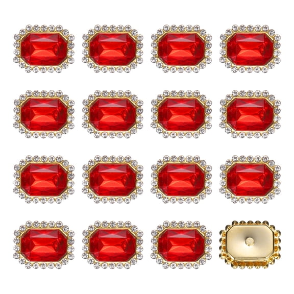 20pcs Rhinestone Embellishments Sew on Rhinestones Button Flat Back Rhinestone Buttons Gems for DIY Crafts Jewelry Making Clothes Shoes Decorations Accessories, Gold/Red
